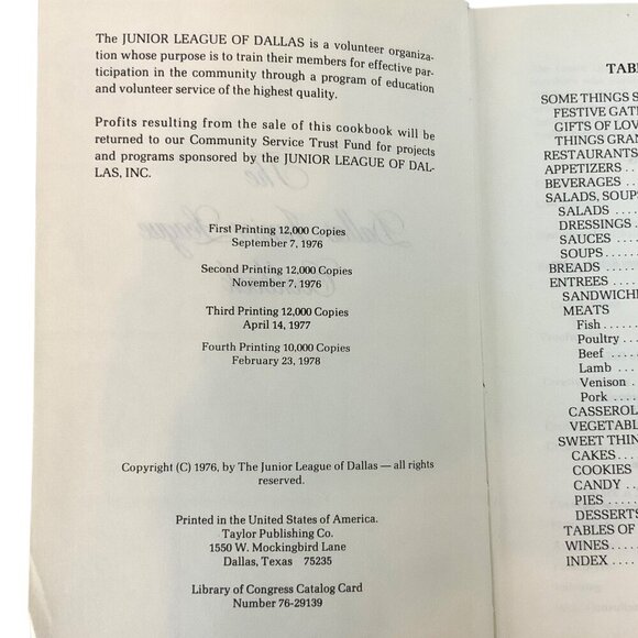 Dallas Texas Junior League Cookbook Hardcover 1978 Recipes Entertaining Tips - Picture 4 of 16